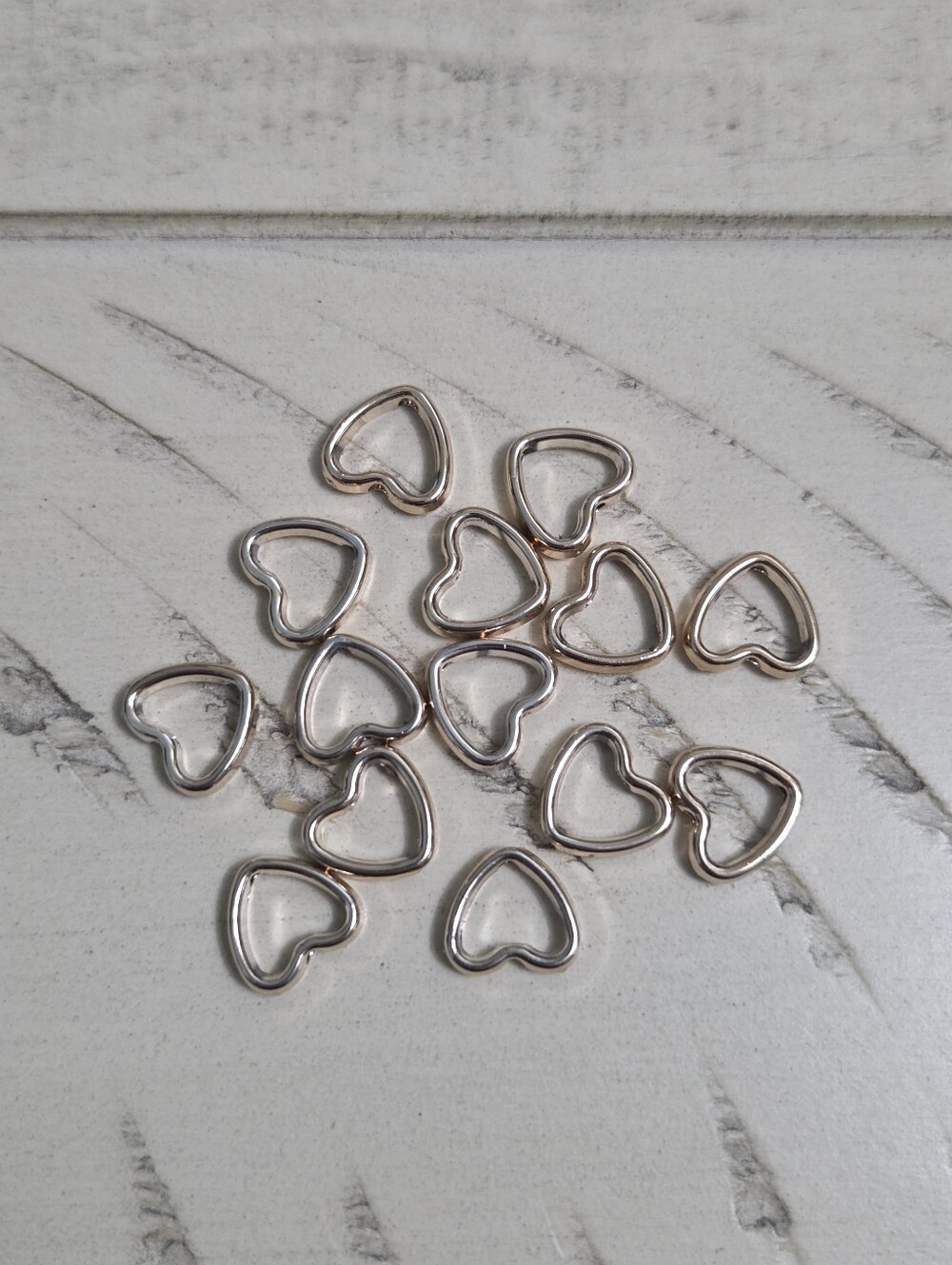 14pc Open Heart Acrylic Chain Links – Rose Gold, NEW
